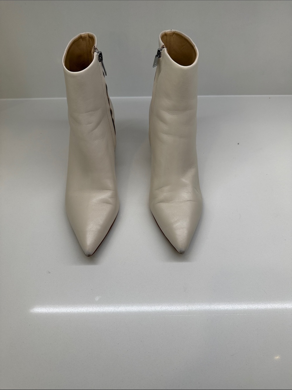 Marc Fisher Women's Pointed Toe Side-Zip Ankle Boots - Cream